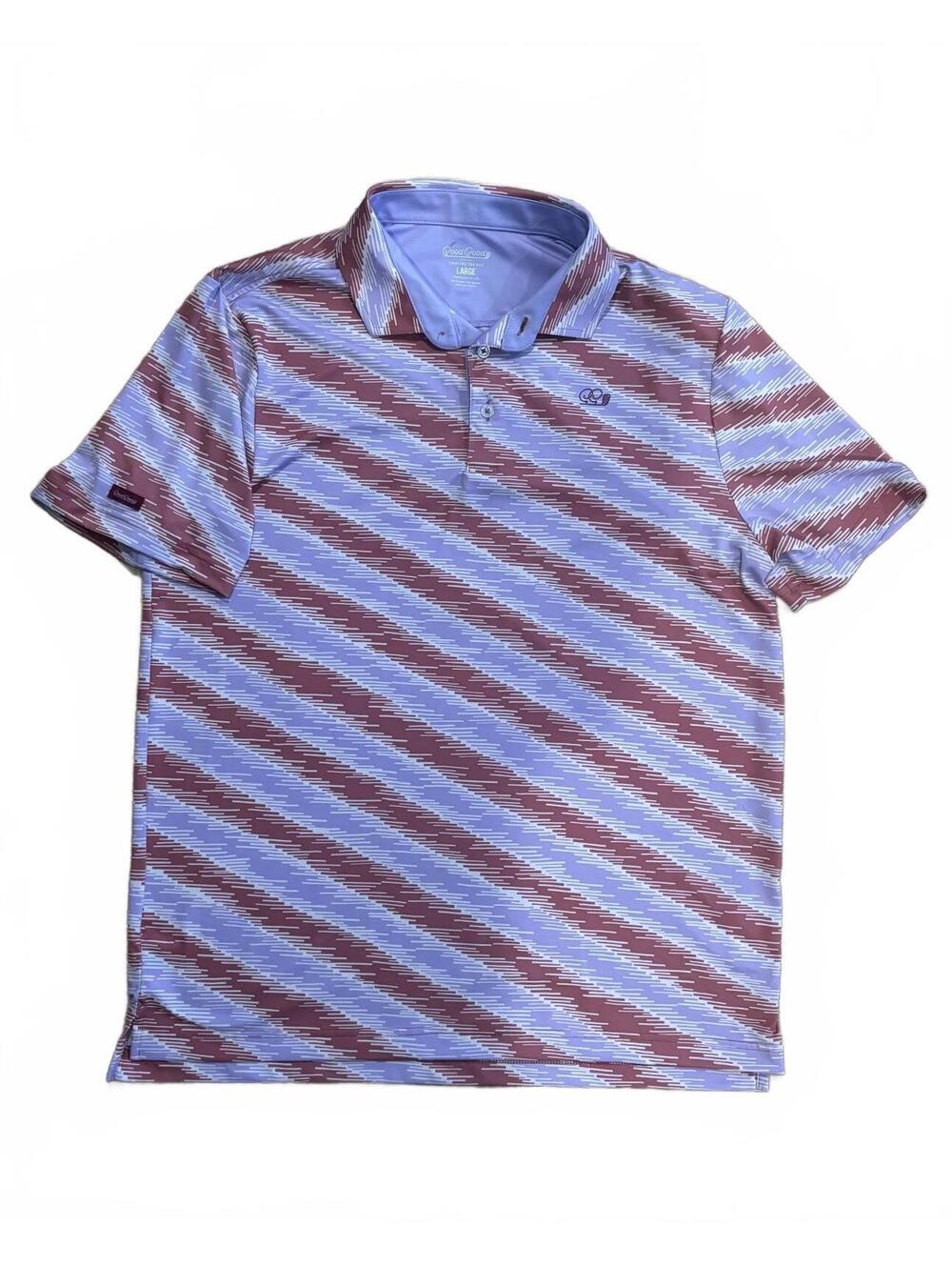 Good Good Golf Short Sleeve Break Polo Shirt - Lavender & Maroon Large